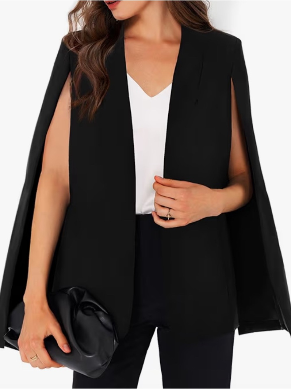Black Cape Blazer with Open Sleeves